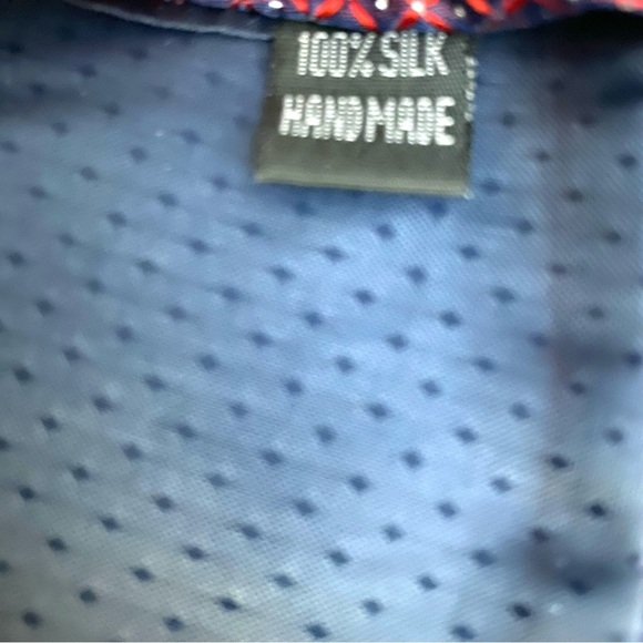Kai Long Handmade Red White & Blue Dot Pattern 100% Silk Designer Tie - Picture 7 of 7